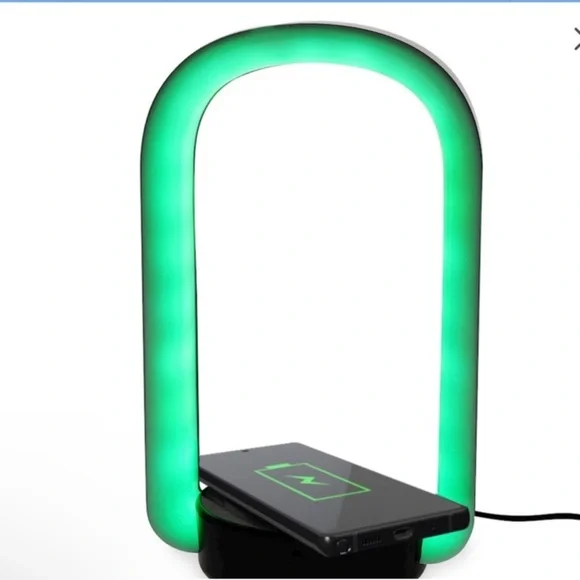 NIB-3-In-1 Color-Changing LED Halo Lamp With Wireless Charger & Headphon… - Picture 2 of 8